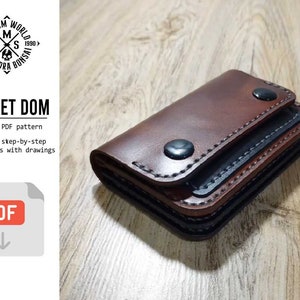 Patrón de billetera de cuero, Tarjetero de cuero PDF, Patrón de cuero, Plantilla de cuero, Patrón de billetera delgada sin costuras de cuero PDF
