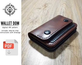 Patrón de billetera de cuero, Tarjetero de cuero PDF, Patrón de cuero, Plantilla de cuero, Patrón de billetera delgada sin costuras de cuero PDF