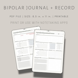 Bipolar Journal - Weekly Tracking Sheet