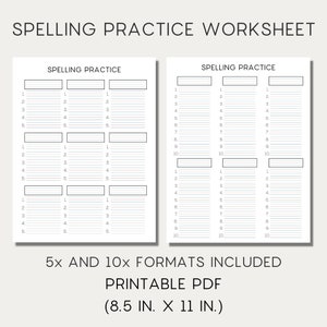 Spelling Word and Writing/Handwriting Practice Sheet with Guidelines | Printable PDF | Worksheet | 5x and 10x formats included