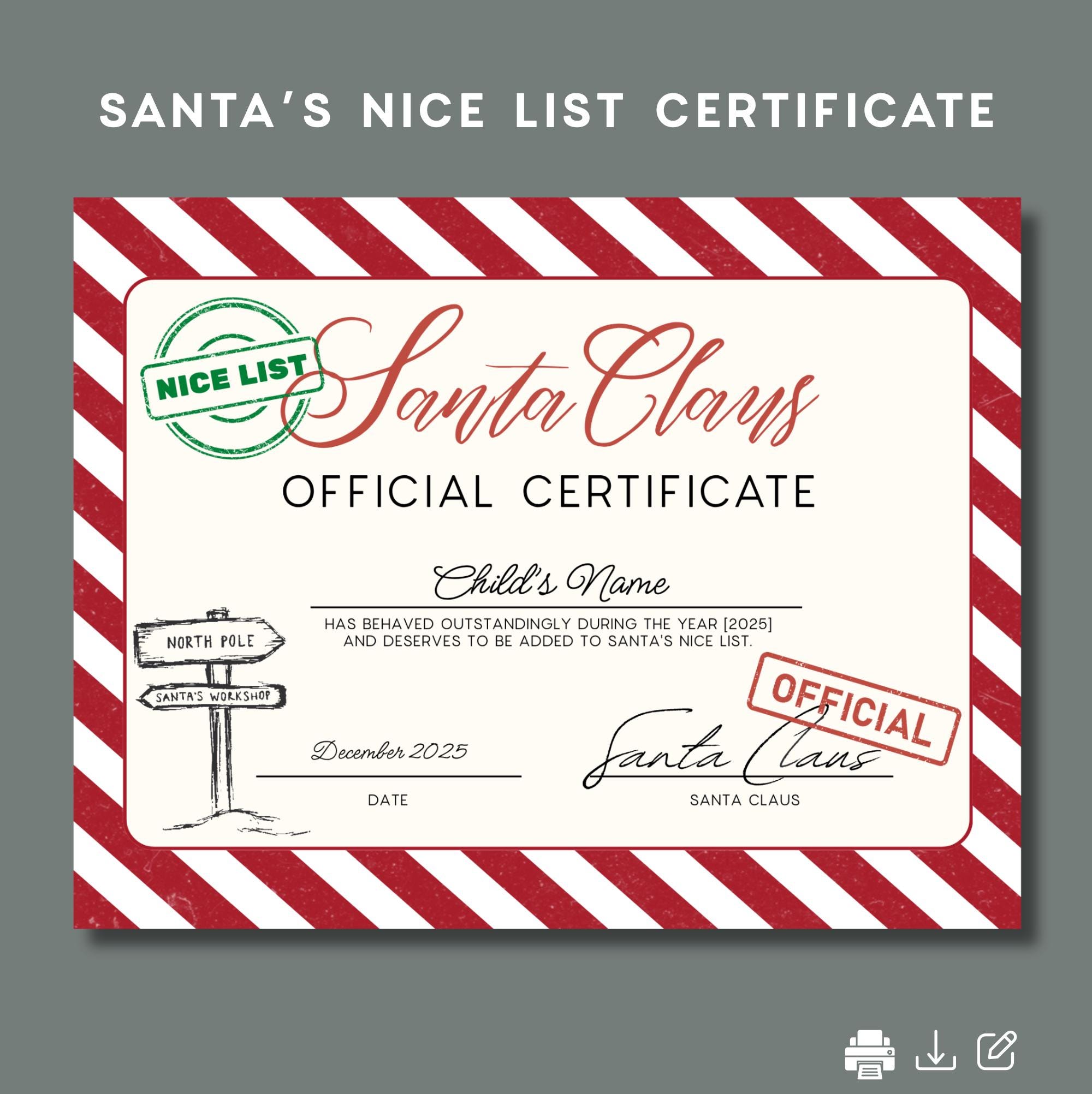 Editable Santa Letter Bundle: Canva Templates (digital Download) - Etsy