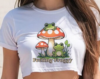 Cute Frog Shirt, Feeling Froggy Mushroom Tee, Cottagecore Lover Gift, Southern Girl, Rodeo