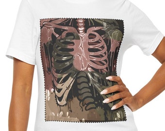 Camisa esqueleto da caixa torácica, camiseta gótica, camiseta de Halloween, presente de esqueleto, roupas emo