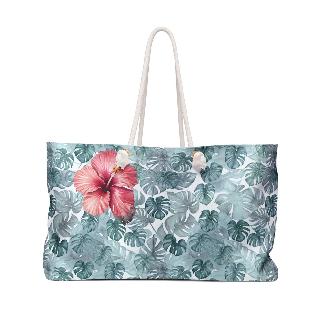 Tiki Hibiscus Pattern Print Leather Tote Bag main image 0