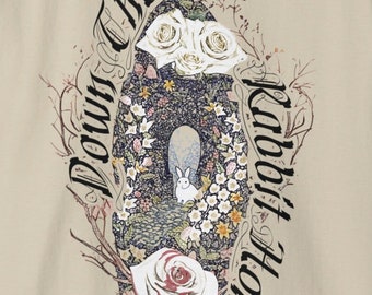 Down the Rabbit Hole Graphic Tshirt, Conspiracy Shirt, Quote Tee, Alice in Wonderland Gift