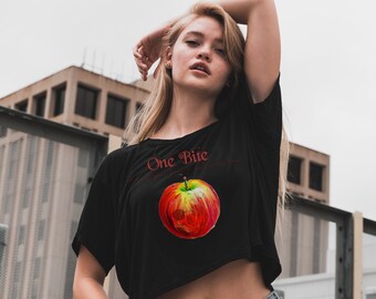 T-shirt con mela avvelenata One Bite, maglietta cattiva della regina cattiva, camicia da fiaba, regalo per lei Biancaneve