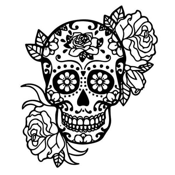 sugar skull svg png Cut File, download, Day of the dead, skull Svg, Cricut silhouette, Crafting digital download ,Mexican skull Flowers,