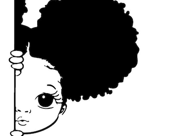 Melanin Princess SVG: Peekaboo Girl, African American Clipart (Cut File)