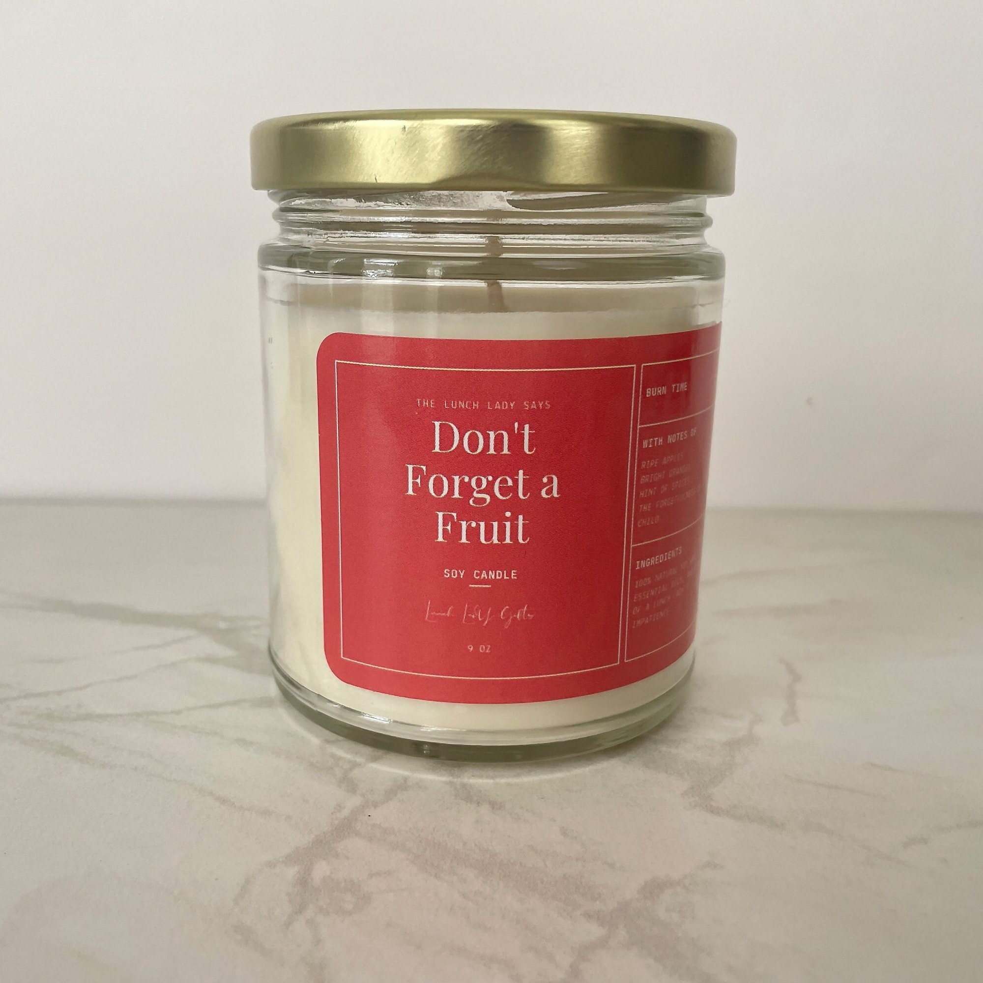 Lunch Lady Candle, Don't a Fruit, 9oz Lunch Lady Gift Lunch Lady