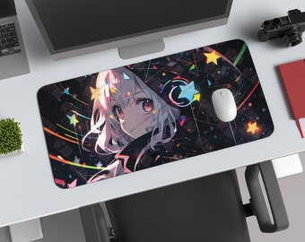 Galactic Explorer Anime Desk Mat - Cosmic Voyage Mouse Pad, Space-Themed Office Decor, Astral Adventure Gaming Mat, Gift for Anime Lovers