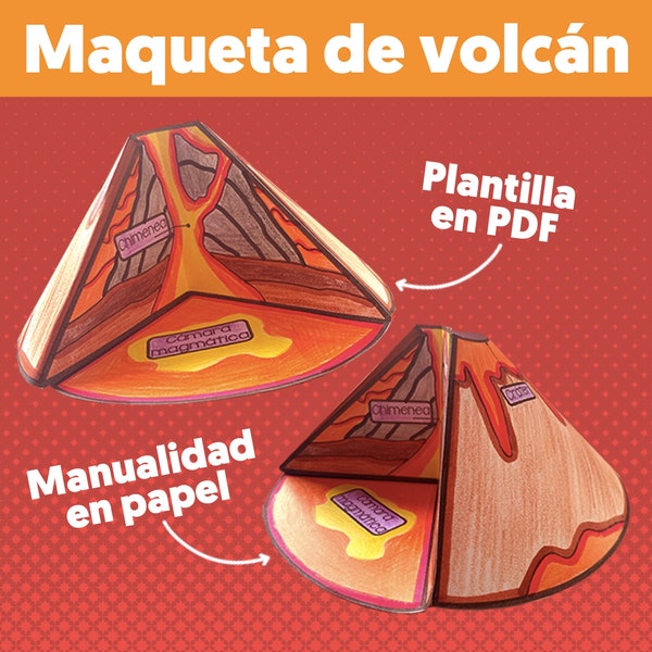 Maquette de volcan, Gabarit de volcan, Assemblez votre propre volcan sur papier, Maquette de volcan imprimable, Maquette de volcan en PDF