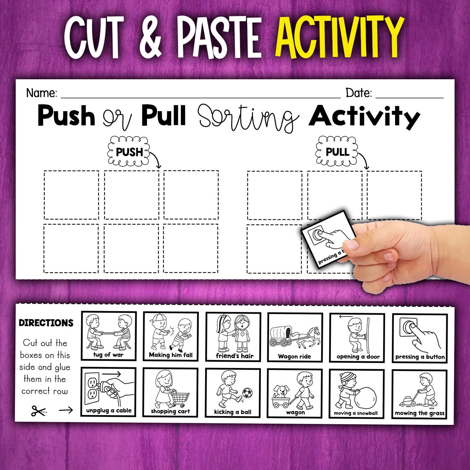Push or Pull Sorting Activity Worksheet | Force and Motion Worksheet ...