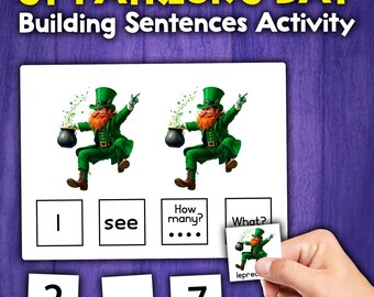 St Patricks Day Building Sentences Activity | Speech Therapy | Special Education and Autism Activities