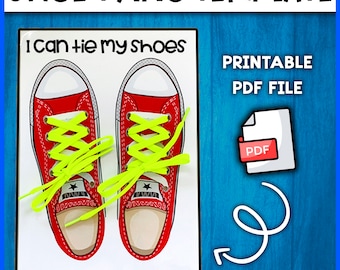 Vorlage zum Binden von Schuhen | ICH KANN MEINE SCHUHE ZUBINDEN | Aktivität zum Schuhbinden für Kleinkinder | Schuhschnürungsvorlage | Lebenskompetenzen für Kleinkinder