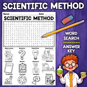Scientific Method Worksheet Word Search Activity | Scientific Method Vocabulary for Kids
