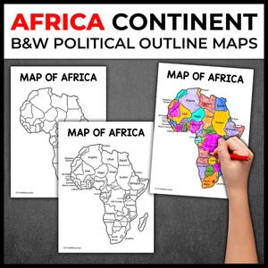 Leere Karte von Afrika | Schwarz-Weiß-afrikanische Karte | Umreißt leere Karte von Afrika