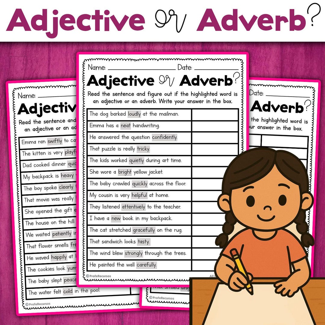 Adjective or Adverb Worksheet | Adjectives and Adverbs Activity - Etsy