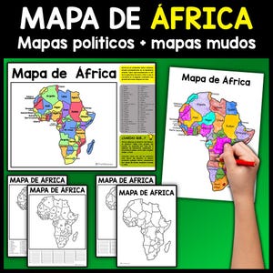 Spanish Map of Africa | Political map of Africa | Silent Map of Africa | Maps of Africa to Color | Maps of the African Continent