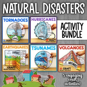 Natural Disasters 3D Craft Bundle | Tornadoes, Hurricanes, Earthquakes, Tsunamis & Volcanoes | Hands-On Science Activities Natural Disasters