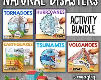 Natural Disasters 3D Craft Bundle | Tornadoes, Hurricanes, Earthquakes, Tsunamis & Volcanoes | Hands-On Science Activities Natural Disasters