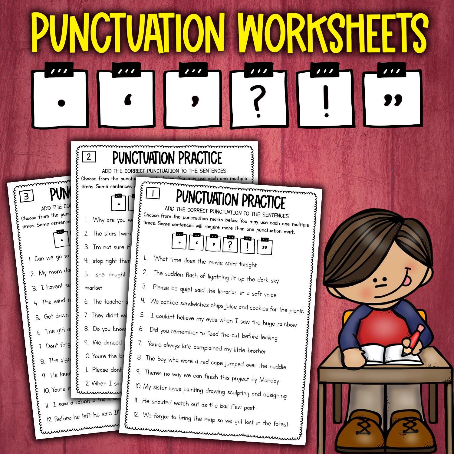 Punctuation Worksheets | Punctuation Practice | Add Punctuation to the ...