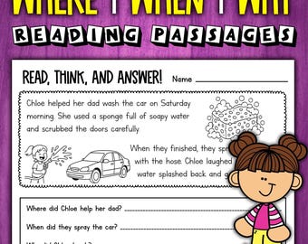Where When Why Questions Worksheets | Reading Comprehension Passages Activity | WH Questions Worksheets