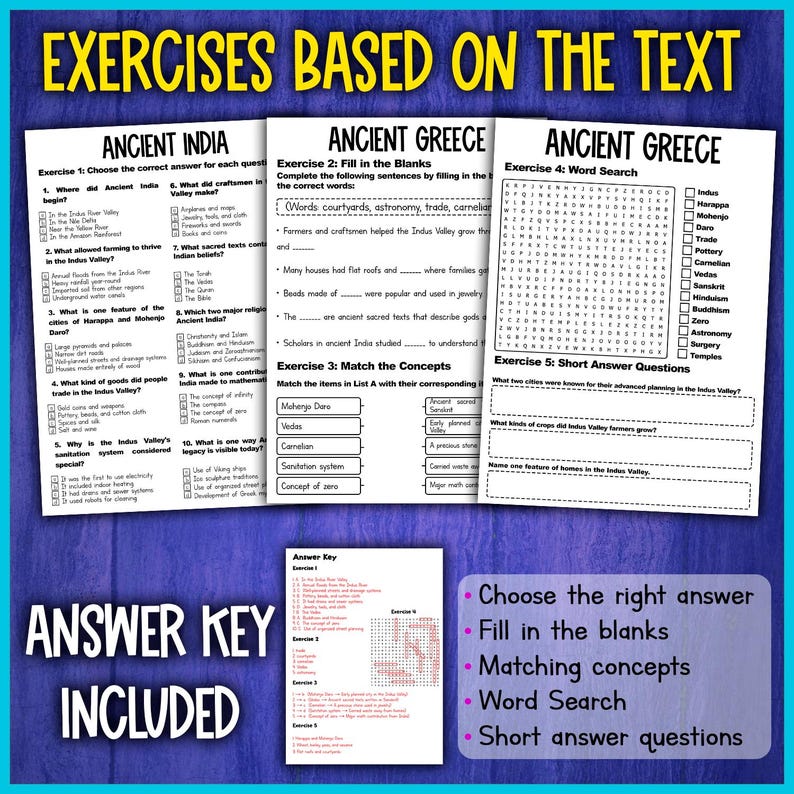 Ancient India Reading Passages and Comprehension Activities | Indus ...