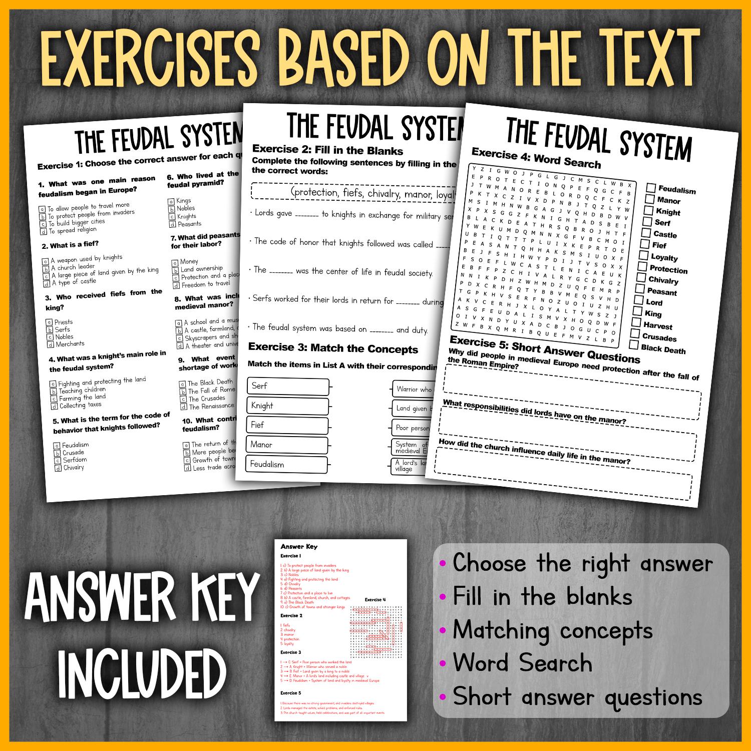 Feudalism and Feudal System Activities | Medieval Europe Worksheets ...