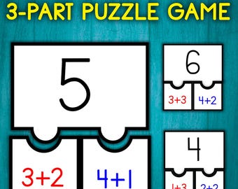 Zusammensetzen und Zerlegen von Zahlen bis 10 | Zahlenbindungspuzzle-Mathespiel für den Kindergarten