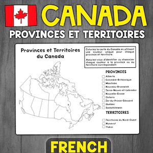 French Map of Canada | Provinces and Territories | Provinces et Territoires du Canada in French