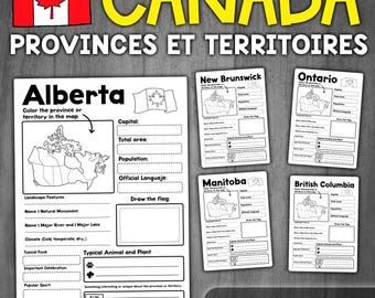 French Canada Provinces and Territories | Provinces and Territoires du Canada Activity for Kids