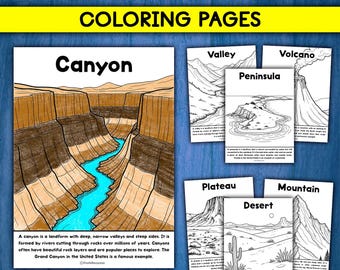 Landforms and Bodies of Water Geography Activity for Kids Landforms Activity Bodies of Water Activity Landforms Coloring Pages