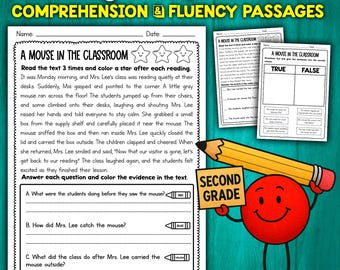 2nd Grade Reading Comprehension Passages with Questions Sequencing True or False Worksheets | Short Stories for Second Grade