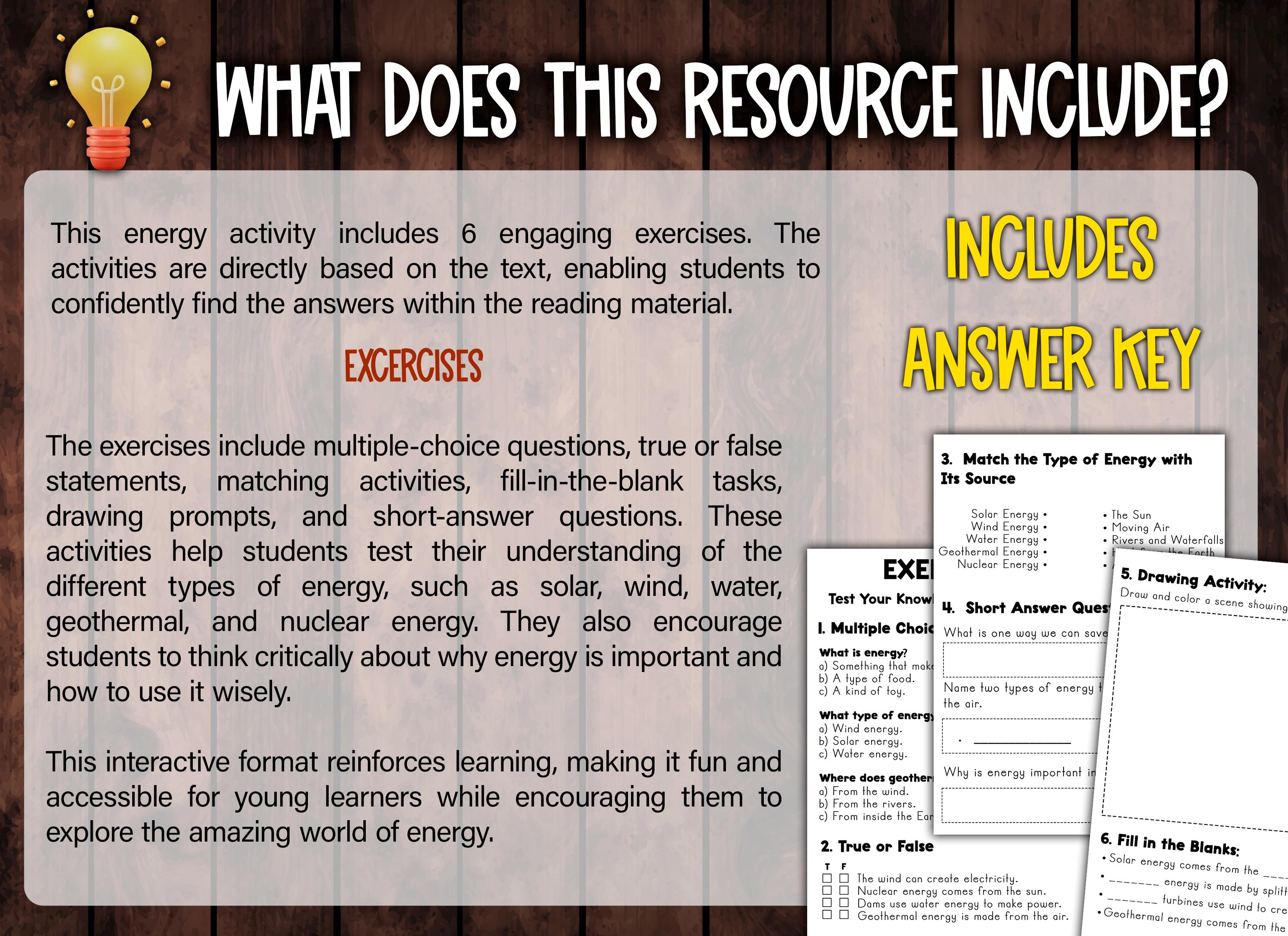 Types of Energy Reading Comprehension Passage + Questions | Forms of ...