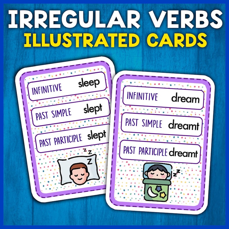 Irregular Verbs Cards SET 2 | Infinitive + Past Simple + Past ...