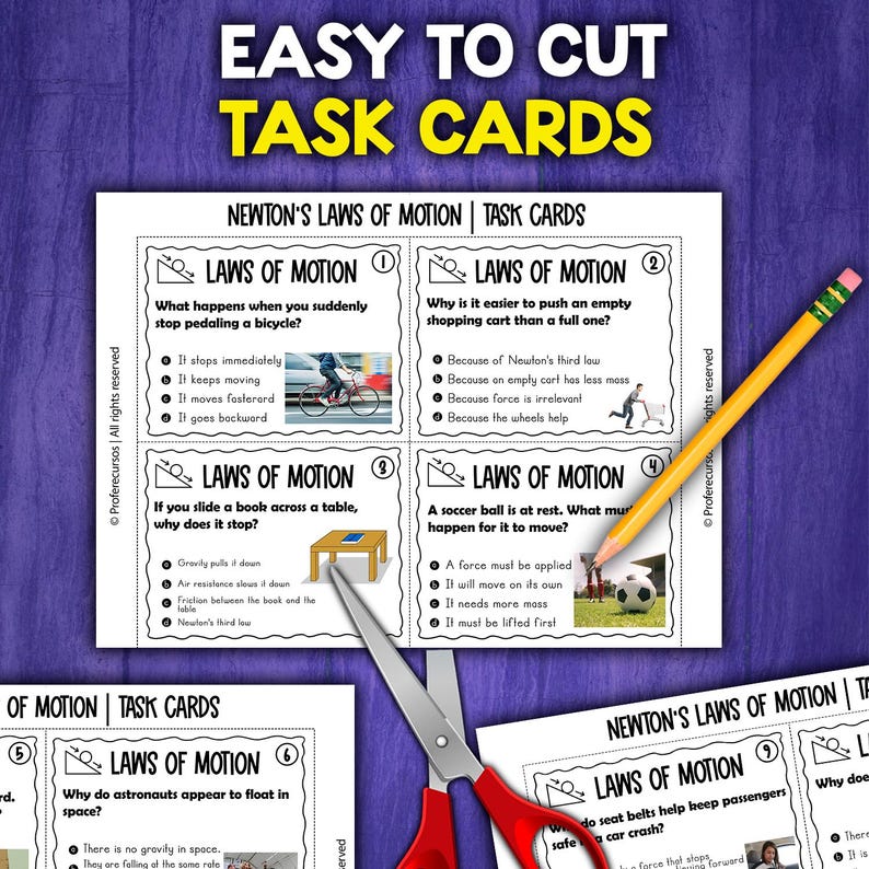 Newton's Laws of Motion Task Cards Activity | Force and Motion ...