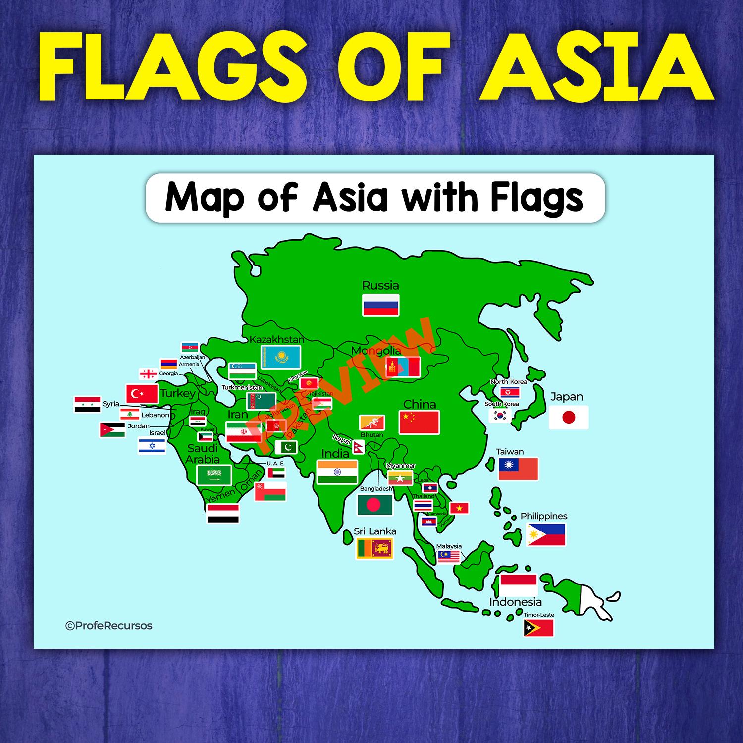Map of Asia Political Map of Asian Flags of the Countries of Asia Asian ...