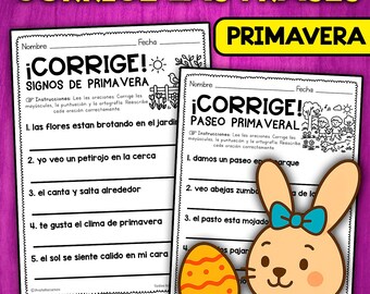 Spanish Writing Activity | Spring Writing Activity | Correct the Sentences