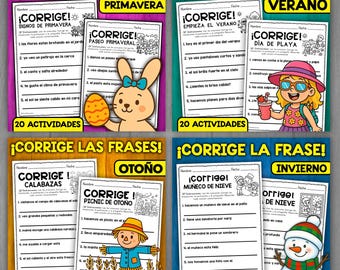 Sentences to Correct in Spanish | Capitalization and Punctuation | Spanish Writing | Grammar | Printable Activities
