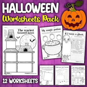 Halloween Werkbladen Activiteit | Halloween Creatief Schrijven Activiteiten GEEN VOORBEREIDING | Halloween Schrijfactiviteit