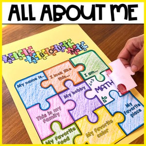 All About Me | Printable Puzzle Craft Activity |  First Day of School Activity | First week of School Activity | Fun Printable Worksheet