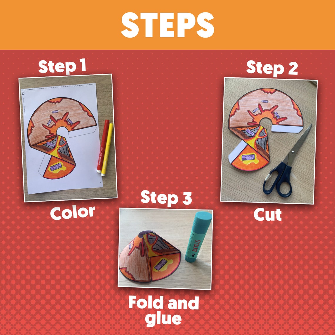 Volcano Template Volcano Craft For Kids Volcano Craft For Children