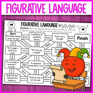 Figurative Language Worksheet Maze | Review Activity | Figures of Speech Printable Activities