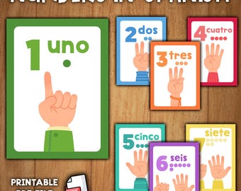 Spanish Numbers Flashcards 1 to 10 | Numbers in Spanish | Numbers Cards in Spanish | Learning numbers in Spanish | Learn to count in Spanish