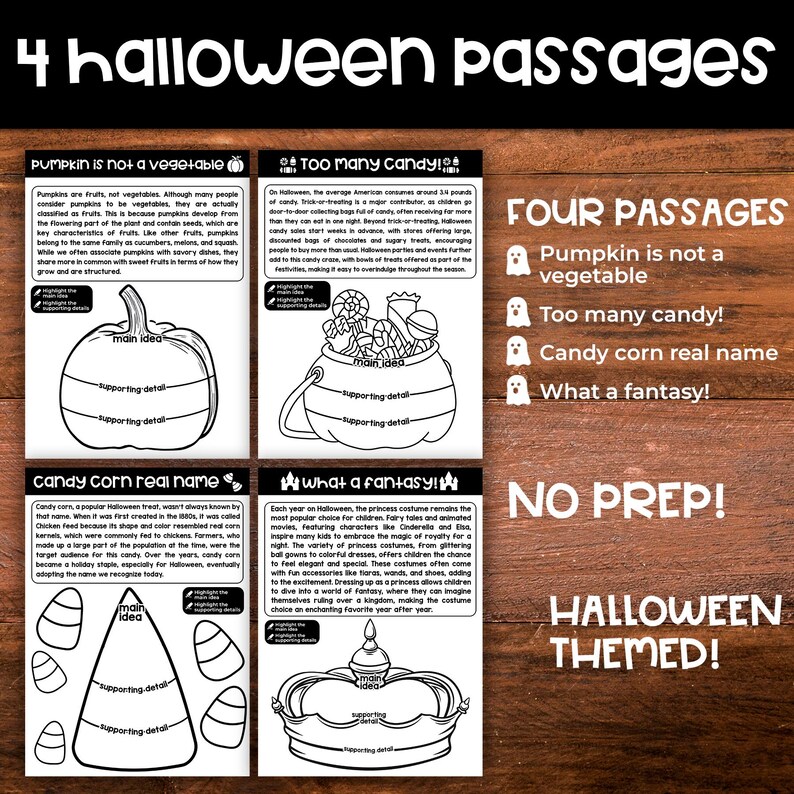 Halloween Passages Reading Comprehension Passages Halloween Activities ...
