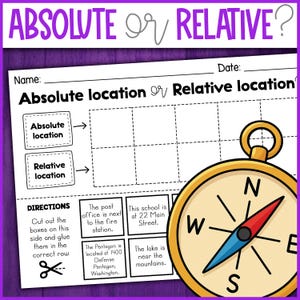 Absolute and Relative Location Cut and Paste Activity Worksheet