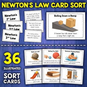 Newton's bewegingswetten kaartsortering | Kracht- en bewegingskaartsorteeractiviteit