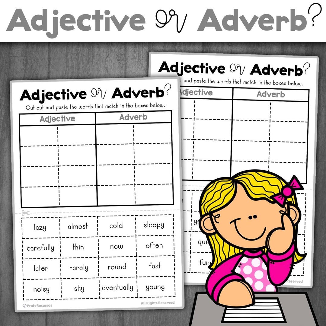 Adjectives and Adverbs Sort | Cut and Paste Sorting Activity | Parts of ...