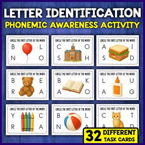 Letter Recognition Worksheets | Identify the First Letter of the Word