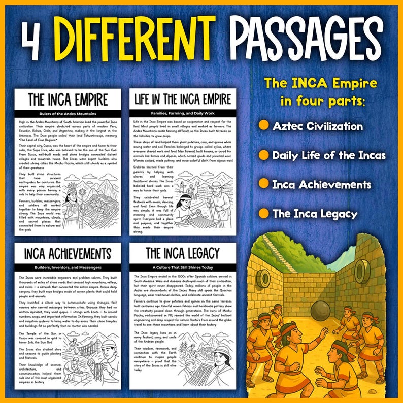 The Inca Empire Reading Passages and Activities | Inca Civilization ...